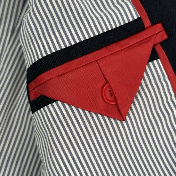 J Crew Tailored Lady Jacket Women Size 10 Navy Wool Ruffles Nautical Gold F6066 - Picture 8 of 16